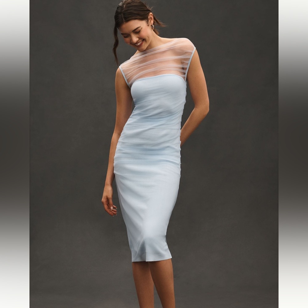 🔵NWT Anthropologie En Elly Mesh Slim Midi Dress Size M